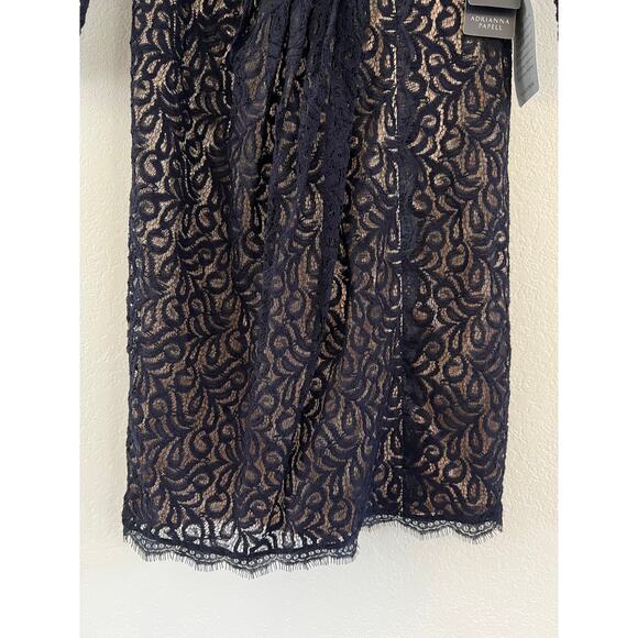 NWT Adriana Papell Black Lace Midi Floral Dress Womens 10P Party Holiday Wedding - Picture 6 of 16